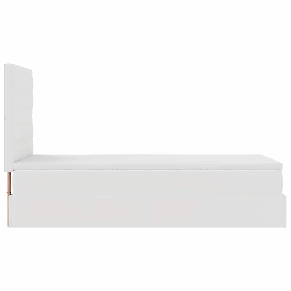 Ottoman-Bett mit Matratze & LEDs Weiß 90x190 cm Kunstleder