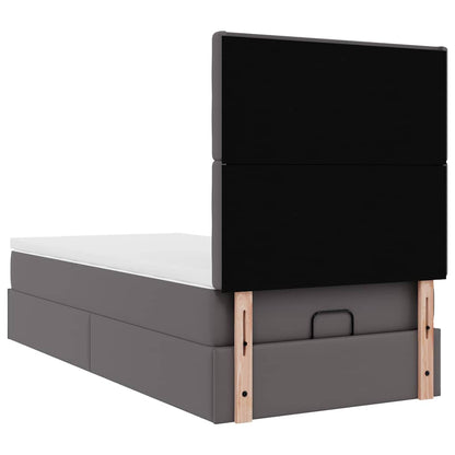 vidaXL Ottoman-Bett mit Matratze & LEDs Grau 90x190 cm Kunstleder