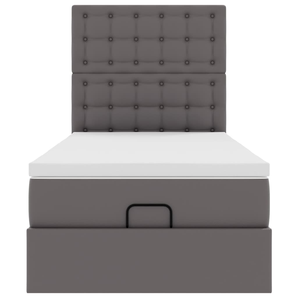 vidaXL Ottoman-Bett mit Matratze & LEDs Grau 90x200 cm Kunstleder