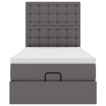 vidaXL Ottoman-Bett mit Matratze & LEDs Grau 90x200 cm Kunstleder