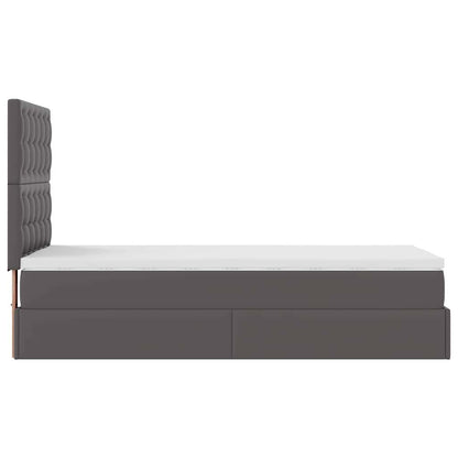 vidaXL Ottoman-Bett mit Matratze & LEDs Grau 90x200 cm Kunstleder
