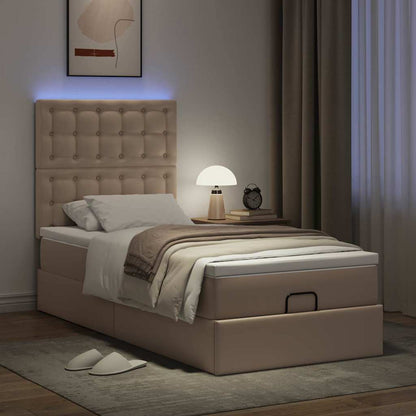 vidaXL Lit ottoman avec matelas et lumières LED 100x200 cm en similicuir