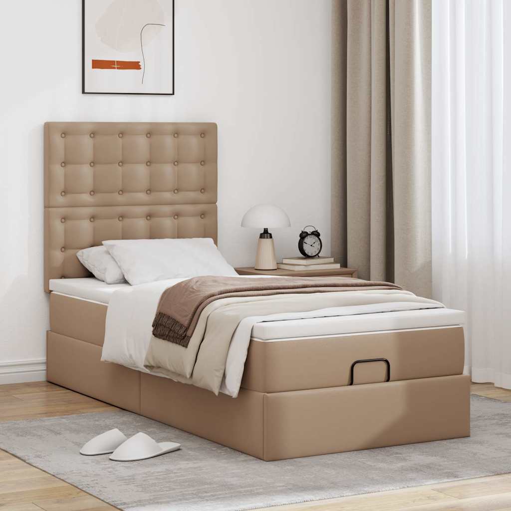 vidaXL Lit ottoman avec matelas et lumières LED 100x200 cm en similicuir