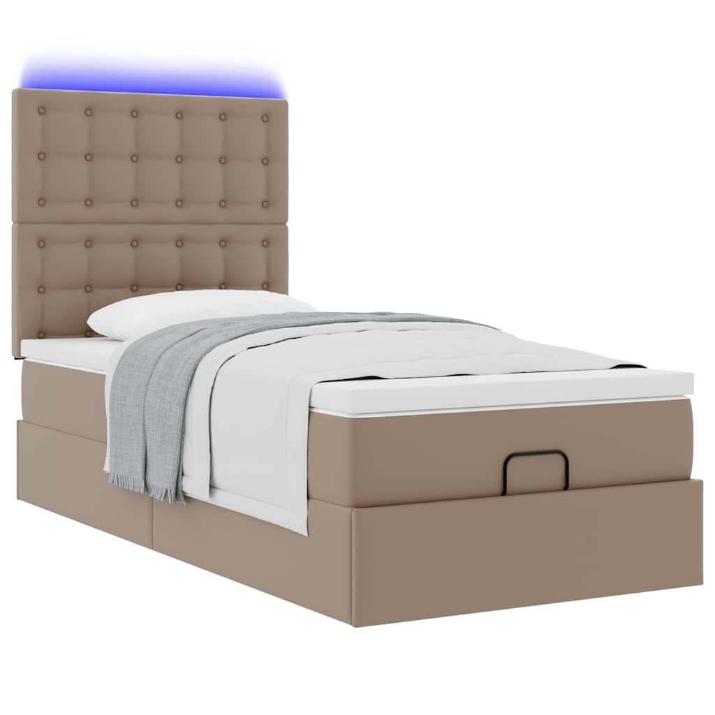 vidaXL Lit ottoman avec matelas et lumières LED 100x200 cm en similicuir