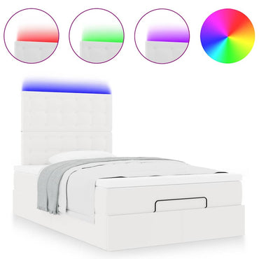 vidaXL Lit ottoman avec matelas et LED Blanc 120x190 cm Similicuir