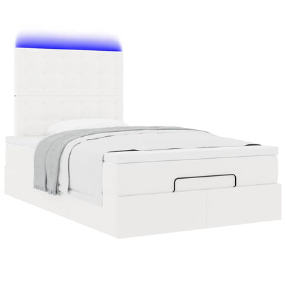 vidaXL Lit ottoman avec matelas et LED Blanc 120x190 cm Similicuir