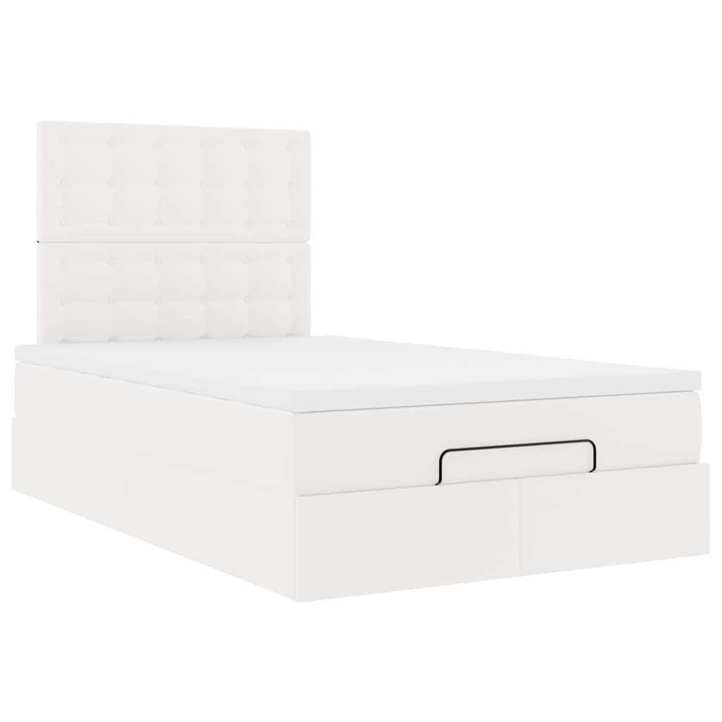 vidaXL Lit ottoman avec matelas et LED Blanc 120x190 cm Similicuir