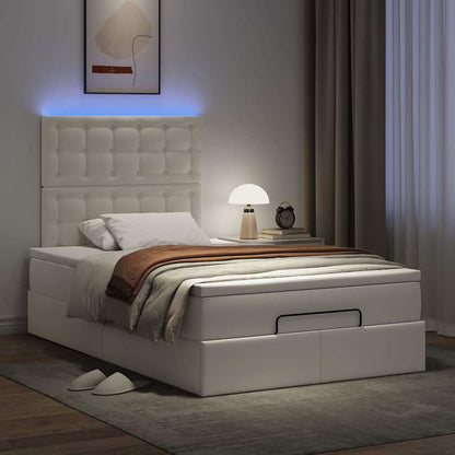 vidaXL Lit ottoman avec matelas et LED Blanc 120x190 cm Similicuir