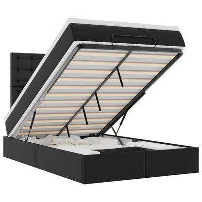 vidaXL Lit ottoman avec matelas et LED Noir 120x200 cm Similicuir