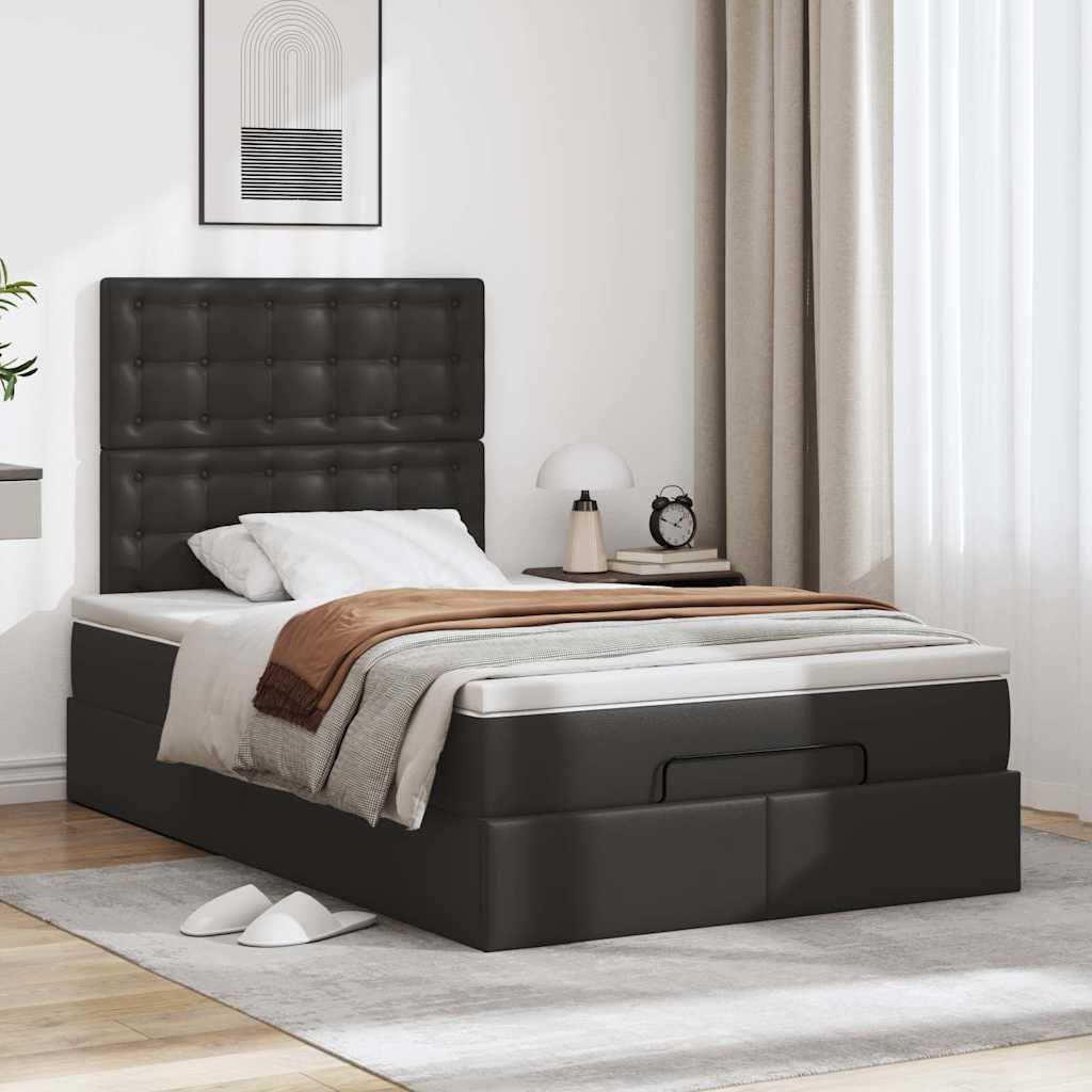 vidaXL Lit ottoman avec matelas et LED Noir 120x200 cm Similicuir