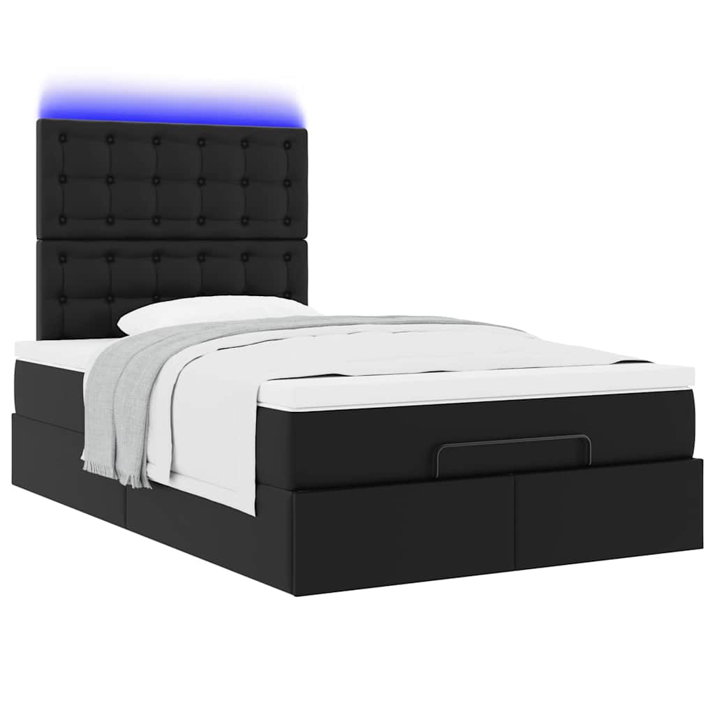 vidaXL Lit ottoman avec matelas et LED Noir 120x200 cm Similicuir