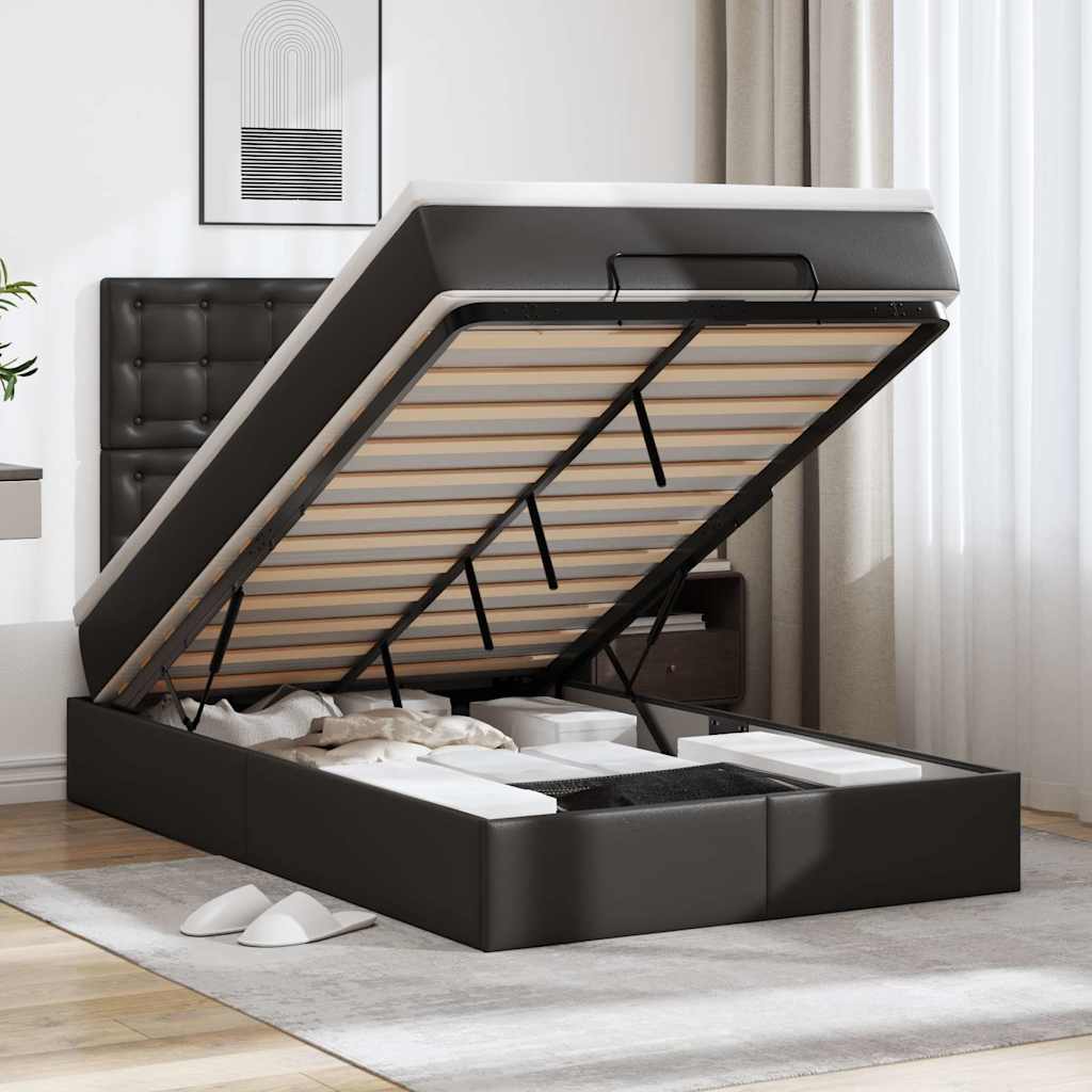 vidaXL Lit ottoman avec matelas et LED Noir 120x200 cm Similicuir