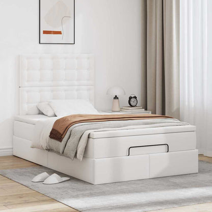 vidaXL Ottoman-Bett mit Matratze & LEDs Weiß 120x200 cm Kunstleder