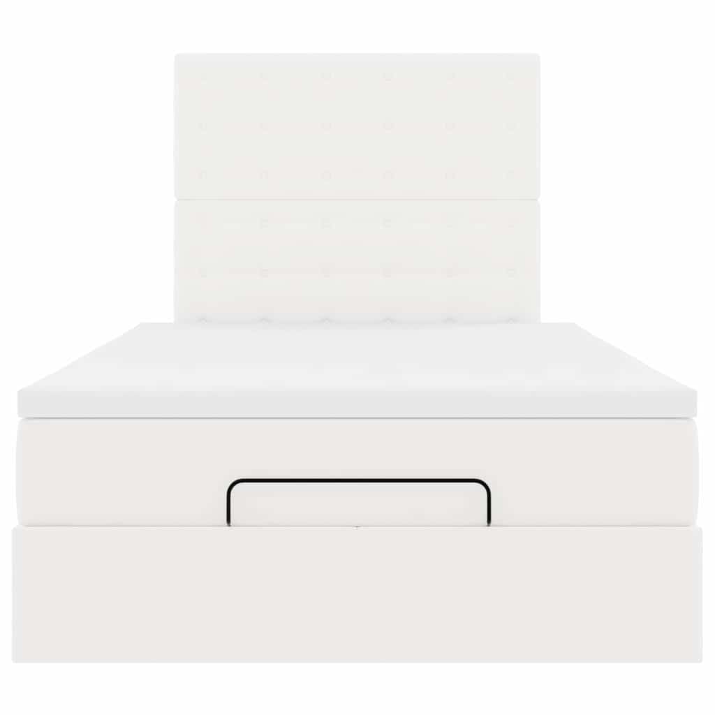 Ottoman-Bett mit Matratze & LEDs Weiß 120x200 cm Kunstleder