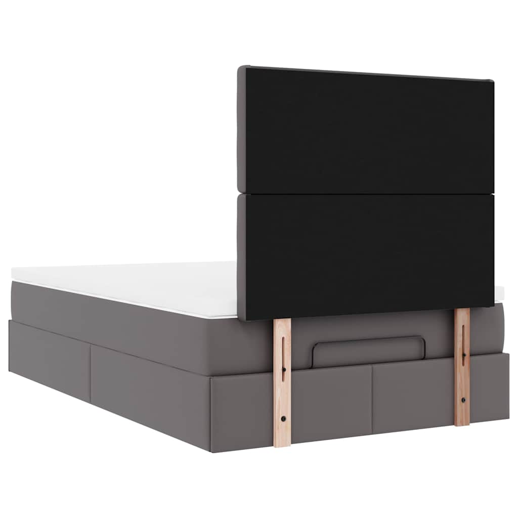vidaXL Ottoman-Bett mit Matratze & LEDs Grau 120x200 cm Kunstleder