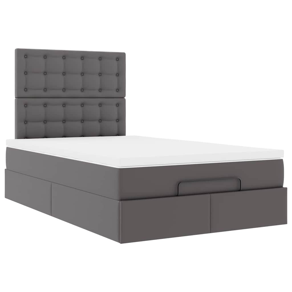 vidaXL Ottoman-Bett mit Matratze & LEDs Grau 120x200 cm Kunstleder