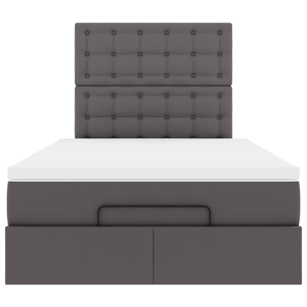 vidaXL Ottoman-Bett mit Matratze & LEDs Grau 120x200 cm Kunstleder