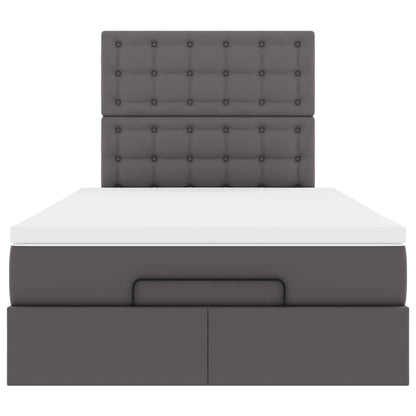 vidaXL Ottoman-Bett mit Matratze & LEDs Grau 120x200 cm Kunstleder