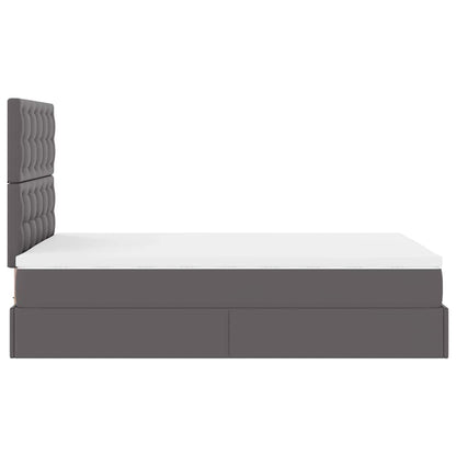 vidaXL Ottoman-Bett mit Matratze & LEDs Grau 120x200 cm Kunstleder