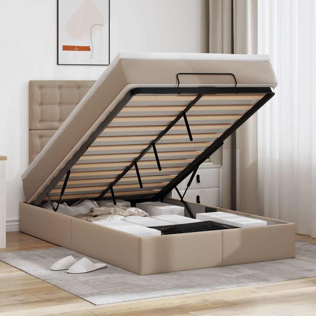 vidaXL Ottoman-Bett mit Matratze & LEDs 120x200cm Kunstleder