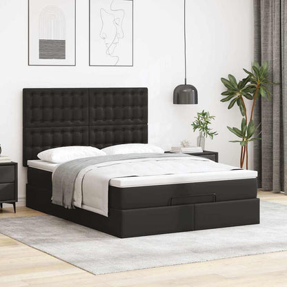 vidaXL Ottoman-Bett mit Matratze & LEDs Schwarz 140x190 cm Kunstleder