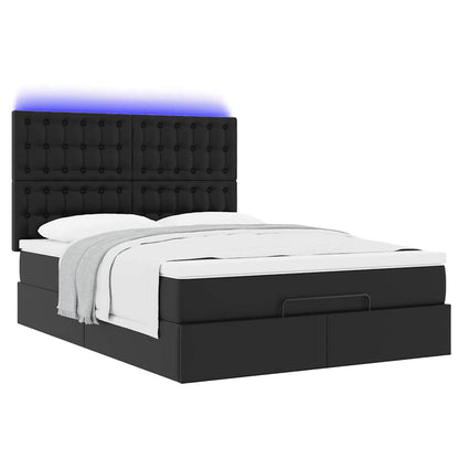 vidaXL Ottoman-Bett mit Matratze & LEDs Schwarz 140x190 cm Kunstleder