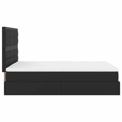 vidaXL Ottoman-Bett mit Matratze & LEDs Schwarz 140x190 cm Kunstleder
