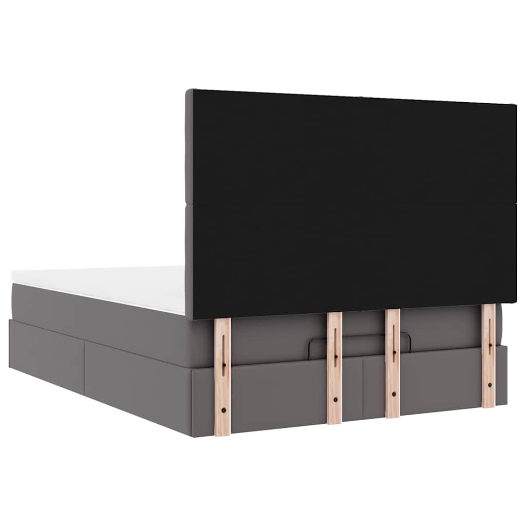 vidaXL Lit ottoman avec matelas et LED gris 140x190 cm similicuir