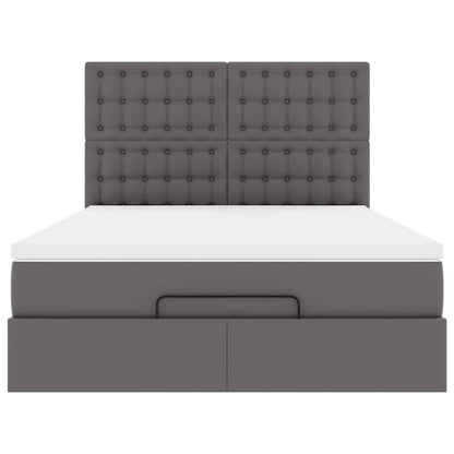 vidaXL Lit ottoman avec matelas et LED gris 140x190 cm similicuir