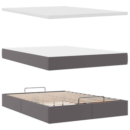 vidaXL Lit ottoman avec matelas et LED gris 140x190 cm similicuir
