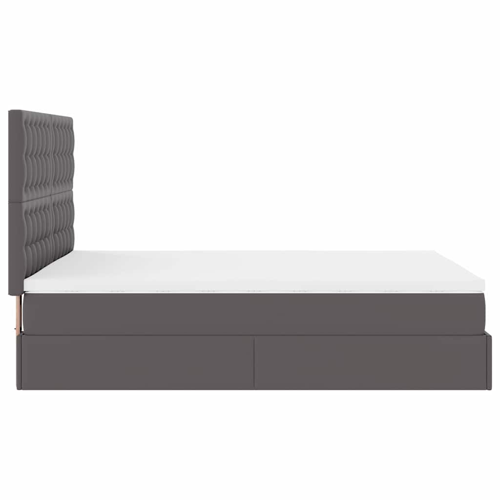 vidaXL Lit ottoman avec matelas et LED gris 140x190 cm similicuir