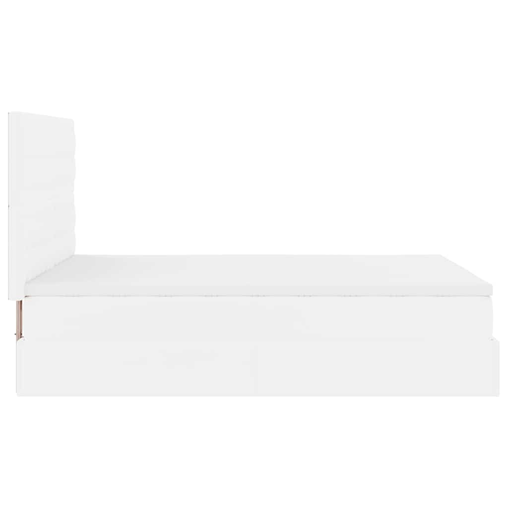 vidaXL Ottoman-Bett mit Matratze & LEDs Weiß 140x200 cm Kunstleder