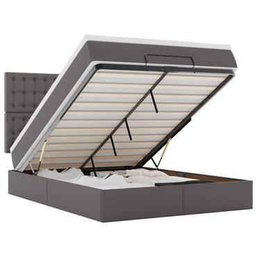 vidaXL Lit ottoman avec matelas et LED gris 140x200 cm similicuir