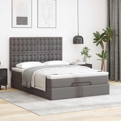 vidaXL Lit ottoman avec matelas et LED gris 140x200 cm similicuir