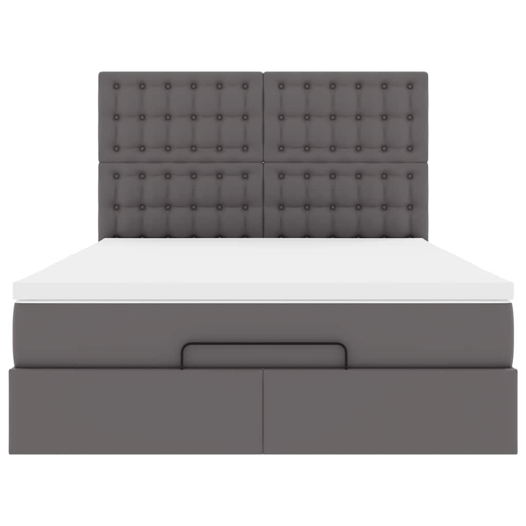 vidaXL Lit ottoman avec matelas et LED gris 140x200 cm similicuir