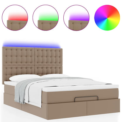 vidaXL Ottoman-Bett mit Matratze & LEDs 140x200cm Kunstleder