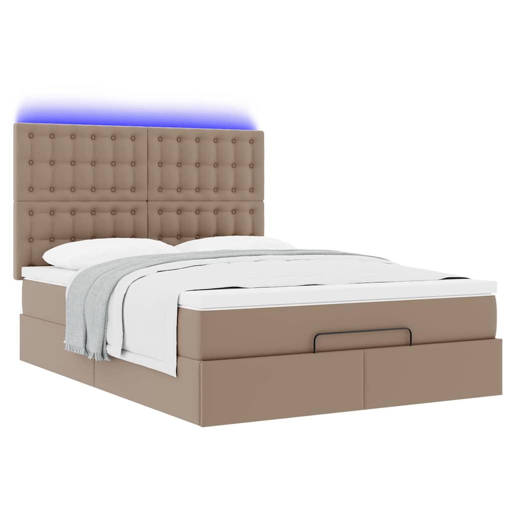vidaXL Ottoman-Bett mit Matratze & LEDs 140x200cm Kunstleder