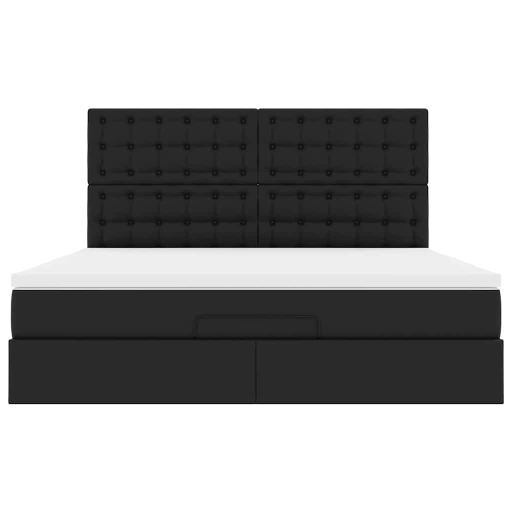 vidaXL Ottoman-Bett mit Matratze & LEDs Schwarz 180x200 cm Kunstleder