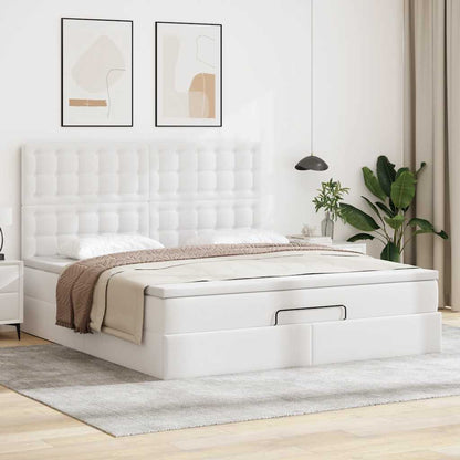 vidaXL Lit ottoman avec matelas et LED Blanc 180x200 cm Similicuir