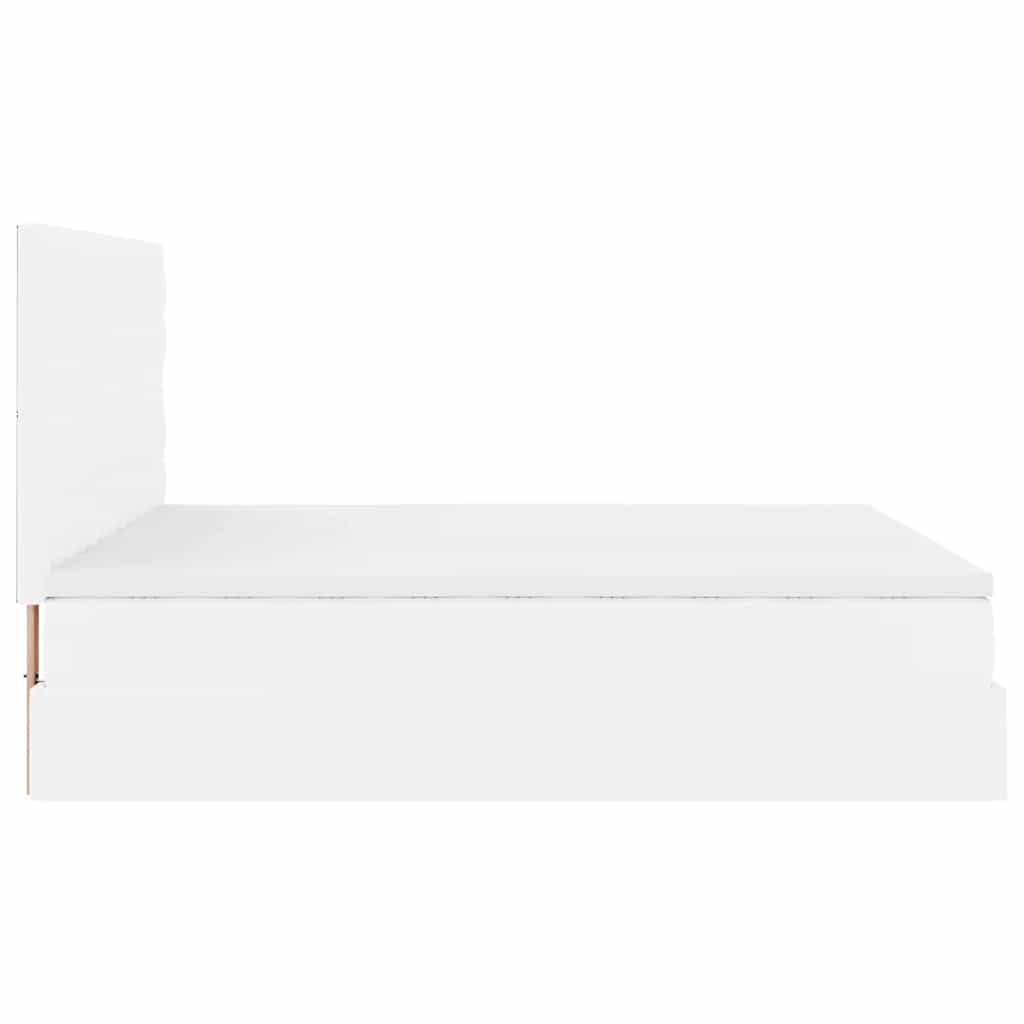 Ottoman-Bett mit Matratze & LEDs Weiß 180x200 cm Kunstleder