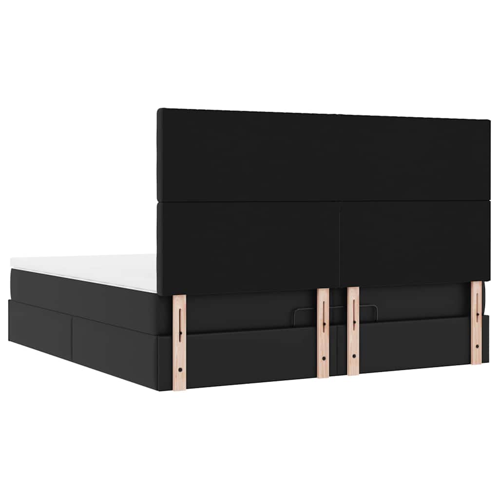 vidaXL Ottoman-Bett mit Matratzen & LEDs Schwarz 200x200 cm Kunstleder