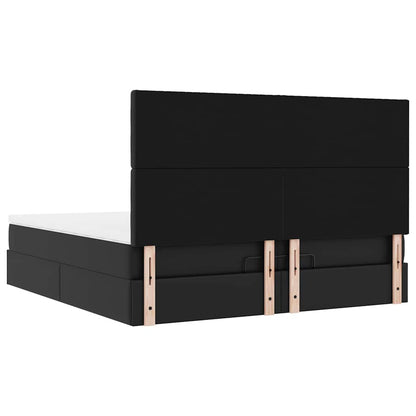 vidaXL Ottoman-Bett mit Matratzen & LEDs Schwarz 200x200 cm Kunstleder