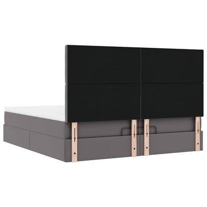 vidaXL Ottoman-Bett mit Matratzen & LEDs Grau 200x200 cm Kunstleder