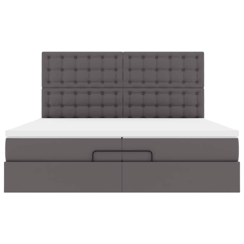 vidaXL Ottoman-Bett mit Matratzen & LEDs Grau 200x200 cm Kunstleder