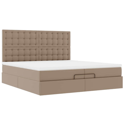 vidaXL Ottoman-Bett mit Matratzen LEDs Cappuccino 200x200cm Kunstleder