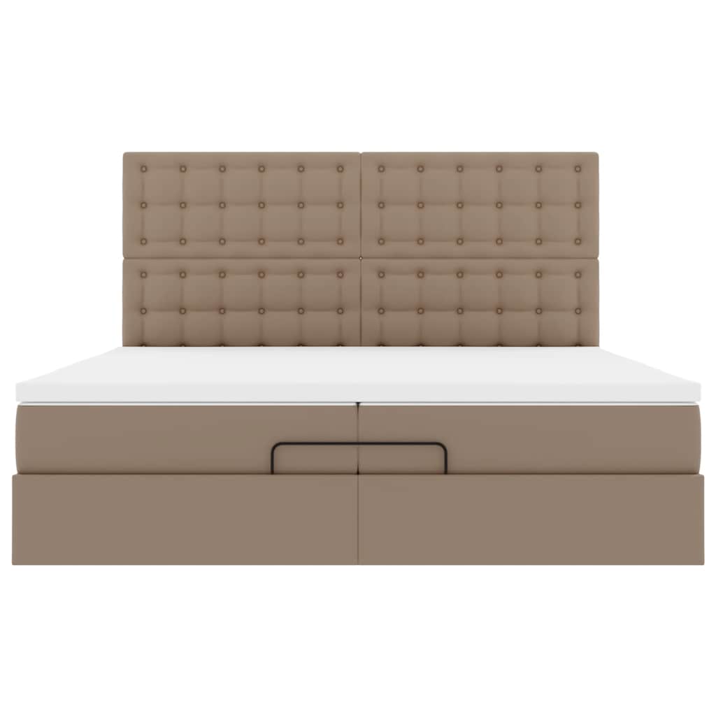 vidaXL Ottoman-Bett mit Matratzen LEDs Cappuccino 200x200cm Kunstleder