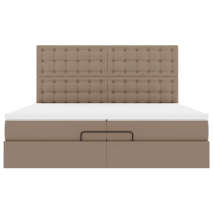vidaXL Ottoman-Bett mit Matratzen LEDs Cappuccino 200x200cm Kunstleder