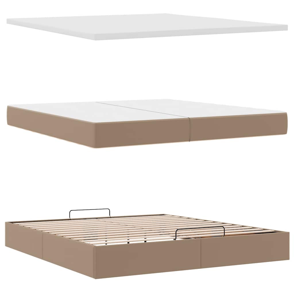 vidaXL Ottoman-Bett mit Matratzen LEDs Cappuccino 200x200cm Kunstleder