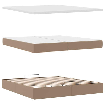 vidaXL Ottoman-Bett mit Matratzen LEDs Cappuccino 200x200cm Kunstleder