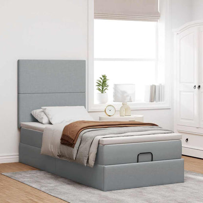 vidaXL Lit ottoman avec matelas et LED gris clair 80x200 cm tissu